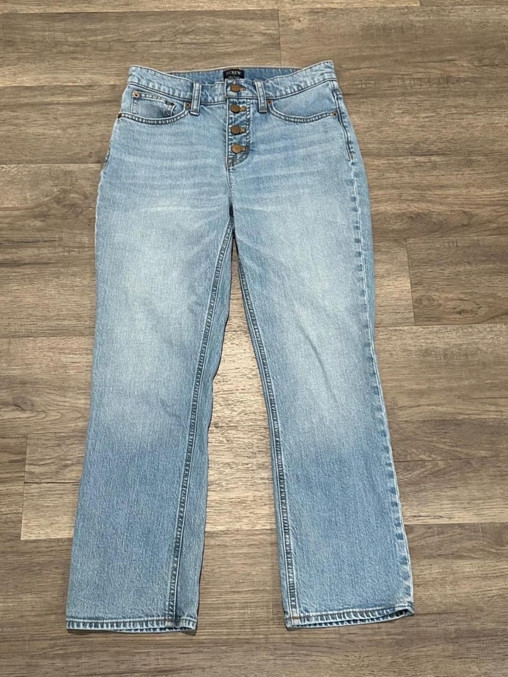 NWOT J. Crew Light Blue Mid Rise Flare Jeans with Button Fly. Never Worn